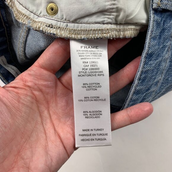 Frame Blue Denim Distressed Cutoff Jean Shorts 26 - Picture 3 of 4